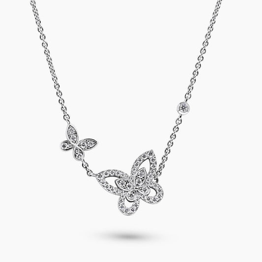 18ct white gold diamond butterfly necklace