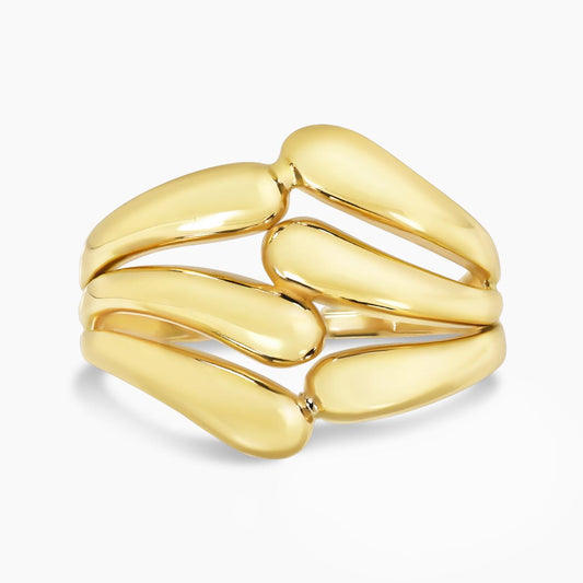 18ct yellow gold hollow fancy design ring