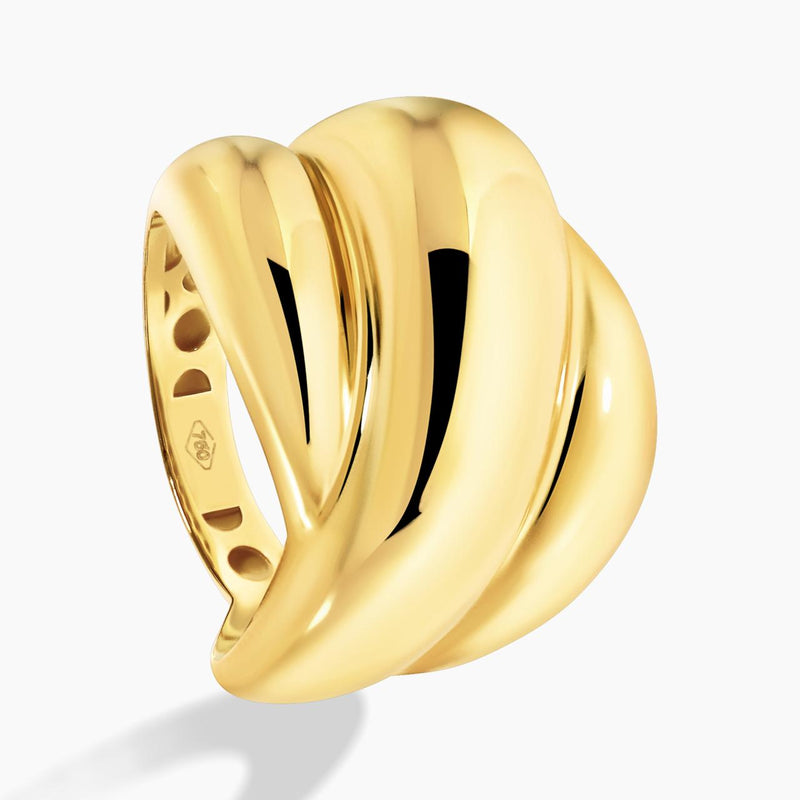 18ct yellow gold hollow fancy dome ring side view