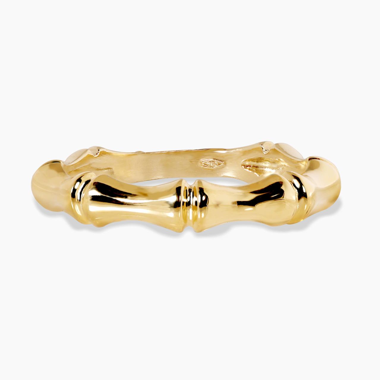 18ct yellow gold hollow Bambu ring
