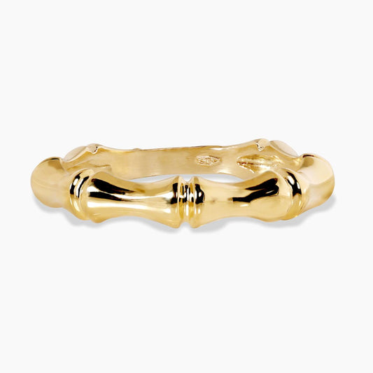 18ct yellow gold hollow Bambu ring