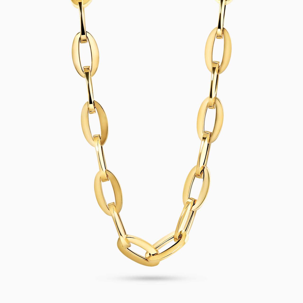 18ct yellow gold 45cm oval fancy hollow link chain
