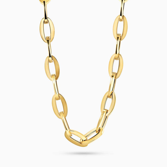18ct yellow gold 45cm oval fancy hollow link chain