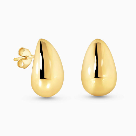 18ct yellow gold hollow tear drop stud earrings