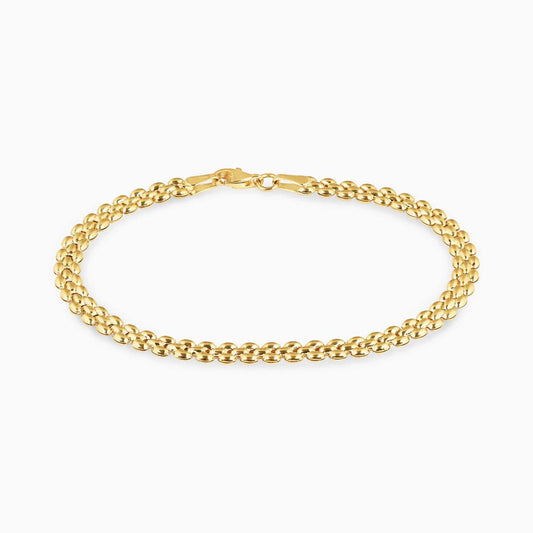 18ct yellow gold brick link bracelet with lobster clasp