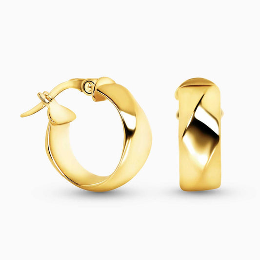 18ct yellow gold hollow faceted hoop earrings
