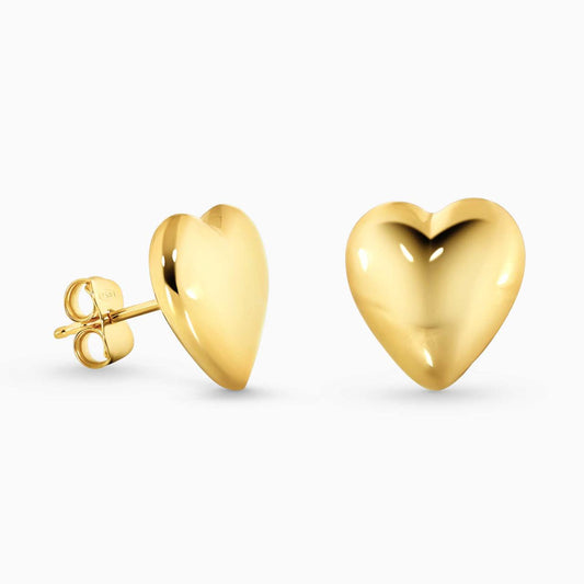 18ct yellow gold heart stud earrings