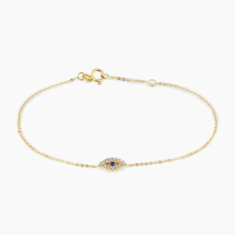 18ct yellow gold cubic zirconia set evil eye bracelet