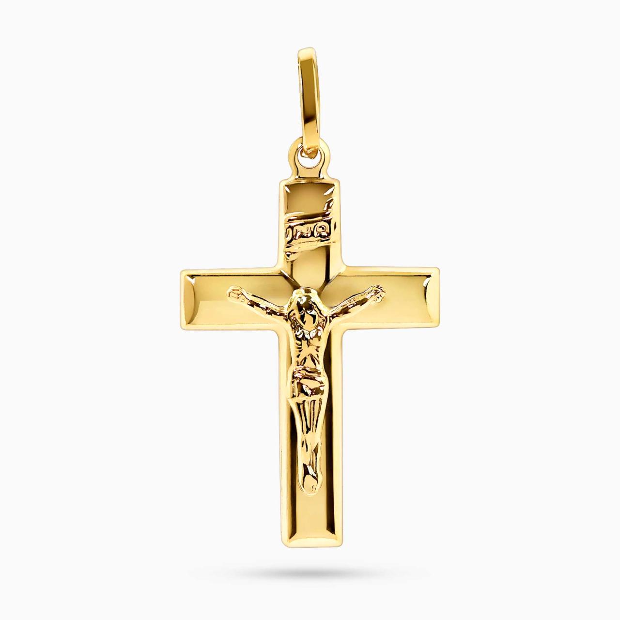 18ct yellow gold hollow crucifix pendant