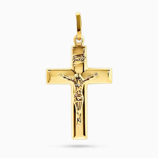 18ct yellow gold hollow crucifix pendant