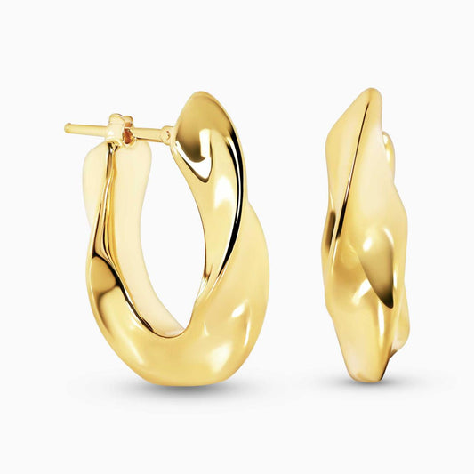 18ct yellow gold hollow chunky oval hoop earrings