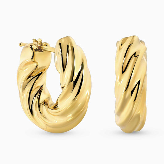 18ct yellow gold hollow chunky hoop earrings