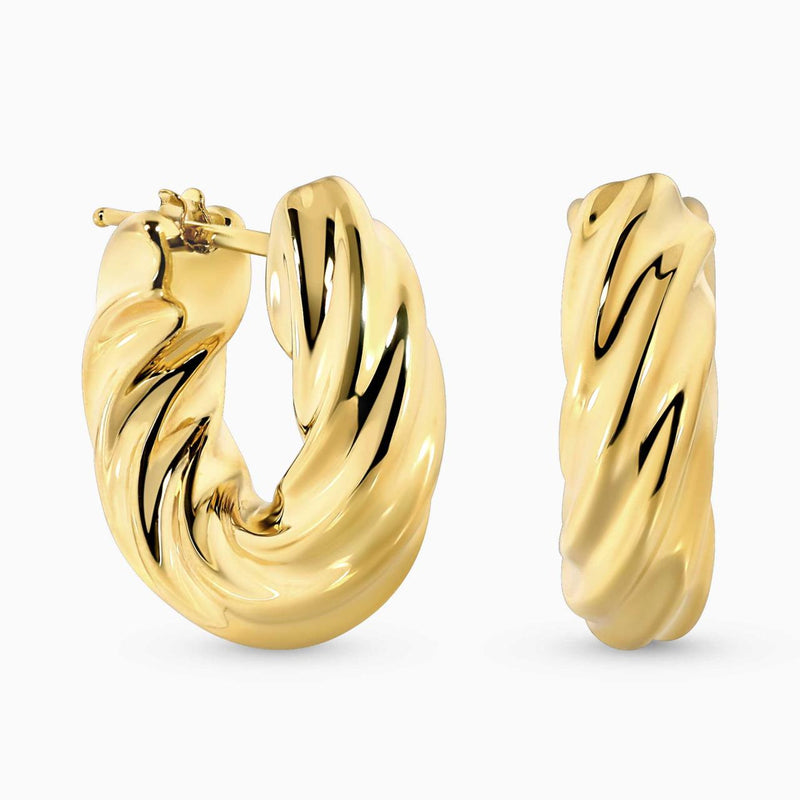 18ct yellow gold hollow chunky hoop earrings