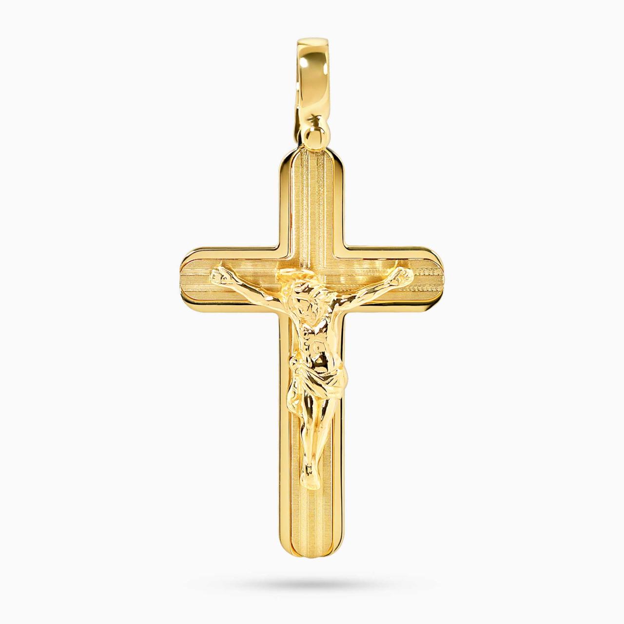 18ct yellow gold solid crucifix pendant