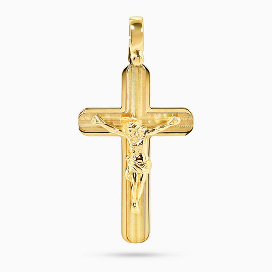 18ct yellow gold solid crucifix pendant
