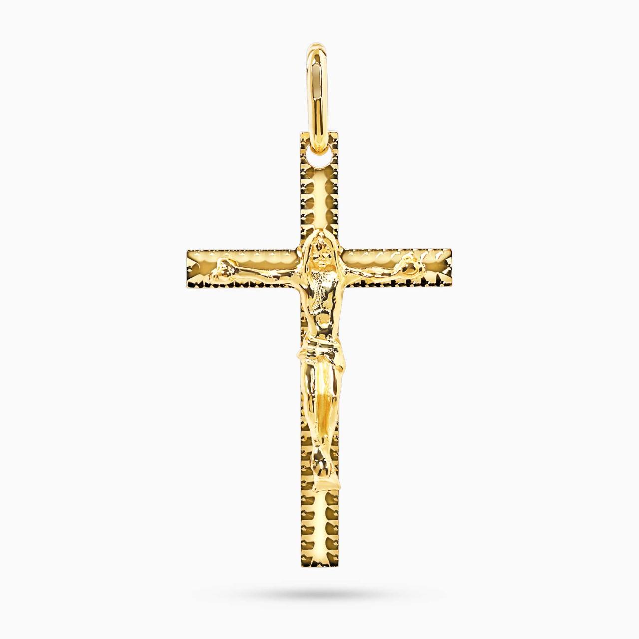 18ct yellow gold solid crucifix pendant
