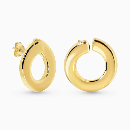 18ct yellow gold hollow chunky circle stud earrings
