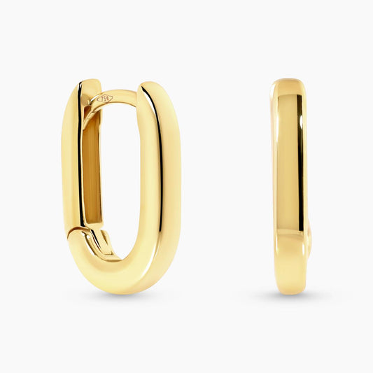 18ct yellow gold hollow oval huggies