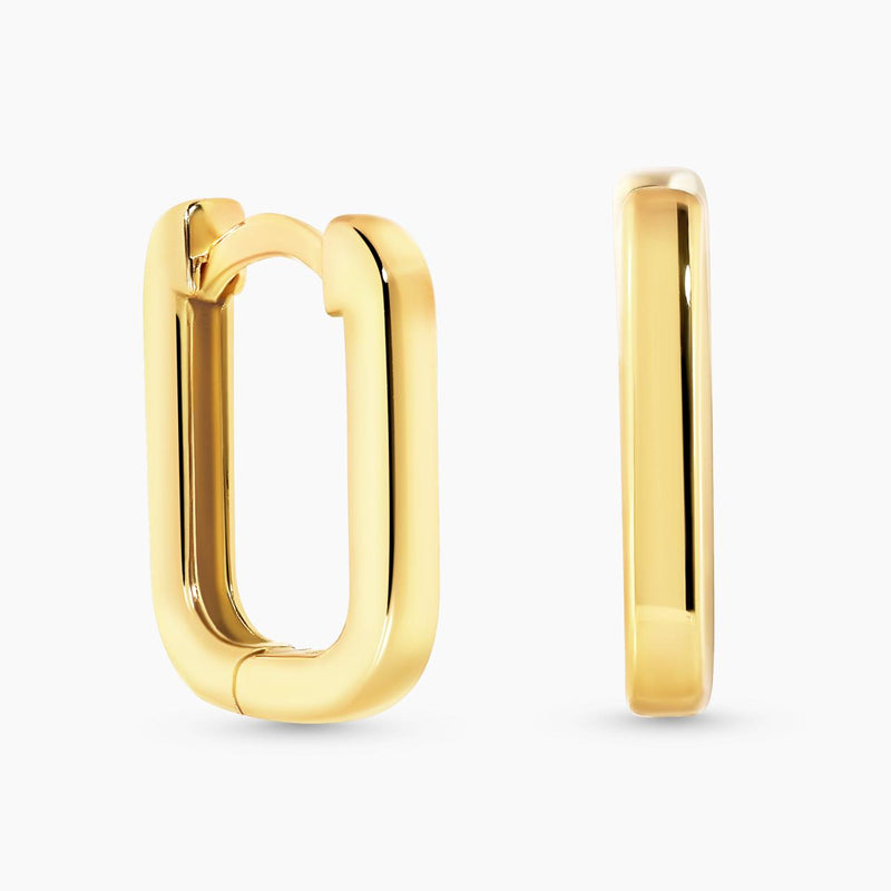 18ct yellow gold rectangular huggies