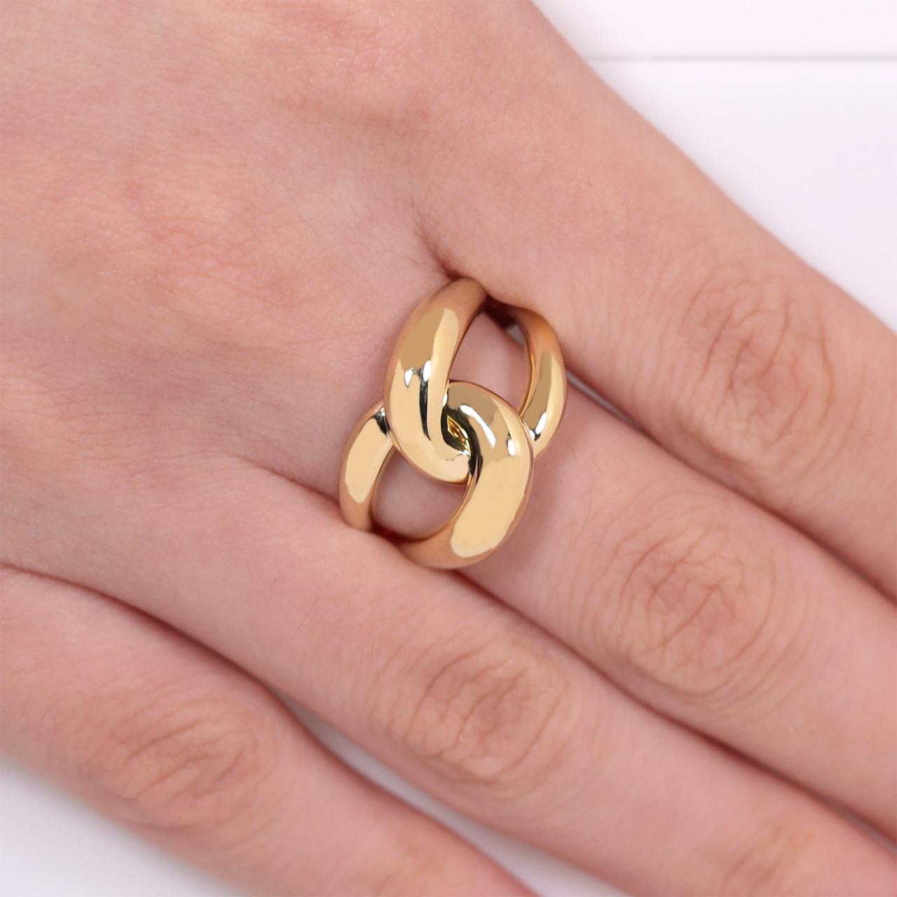 18ct yellow gold hollow Maglia ring
