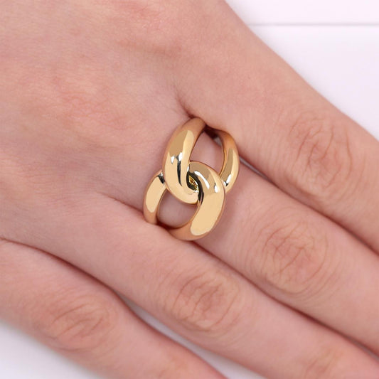 18ct yellow gold hollow Maglia ring