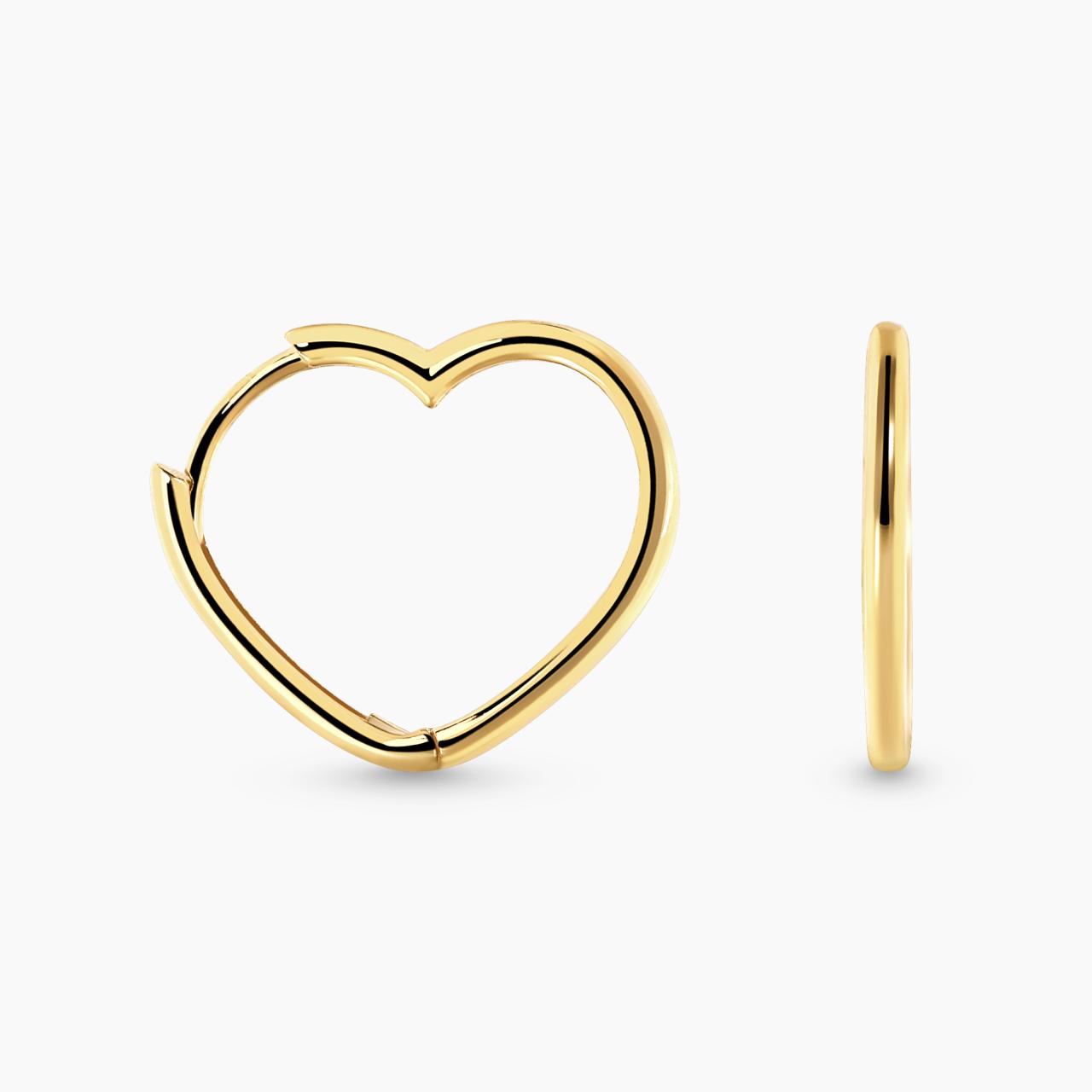 18ct yellow gold heart shape sideways huggies