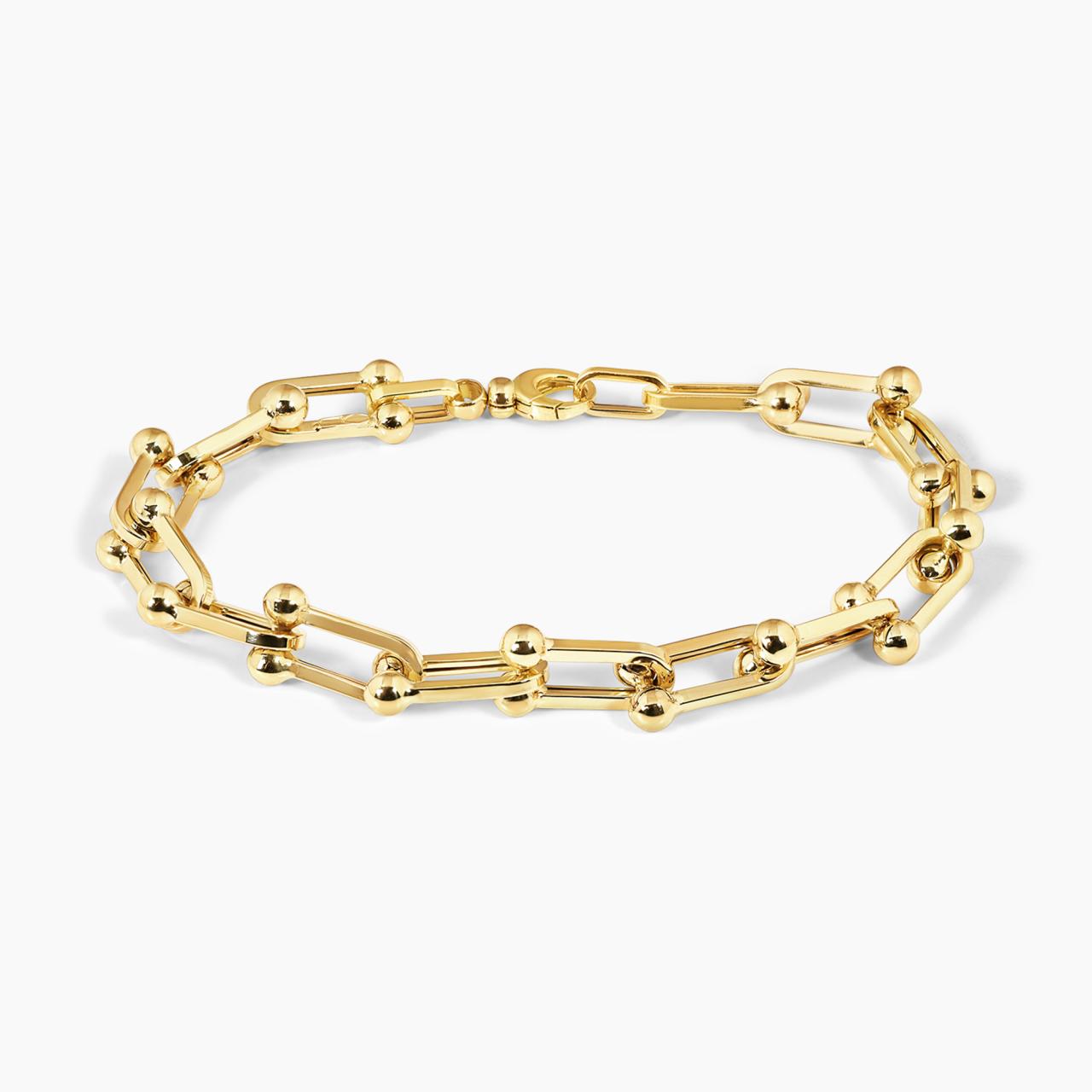 18ct yellow gold fancy link bracelet with lobster clasp 19cm