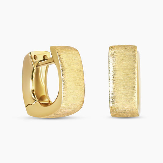 18ct yellow gold chunky rectangular huggies earrings
