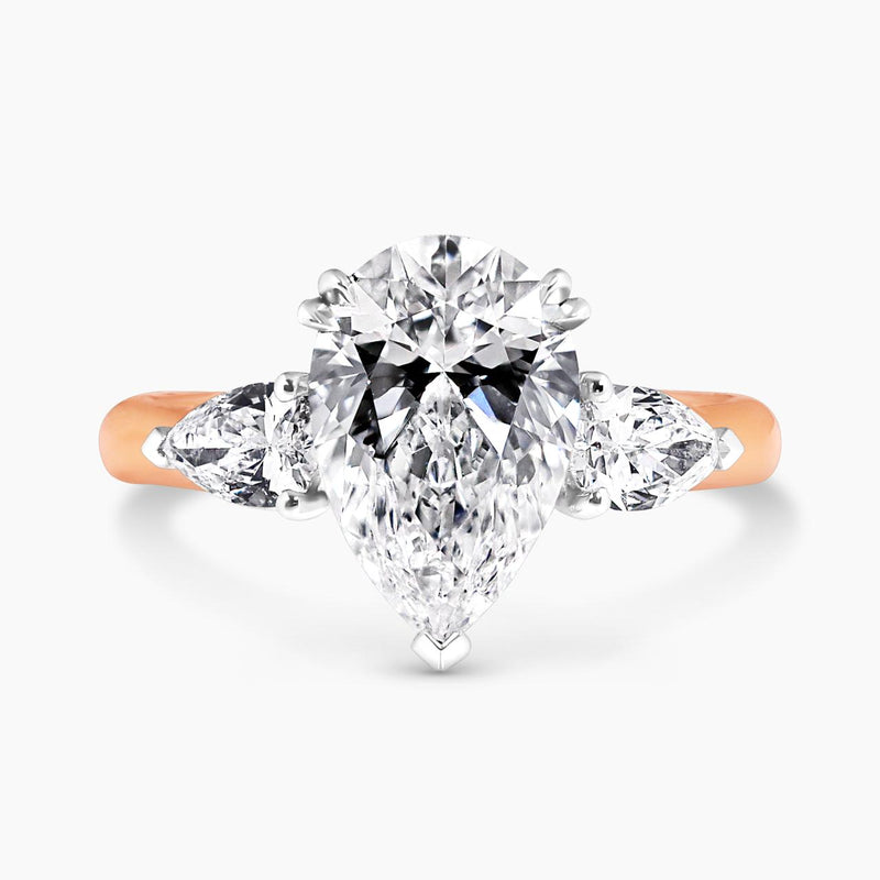 GRACIA ETERNA -  18ct rose and white gold 2.74ct E VS1 LAB Grown Pear shaped diamond engagement ring IGI Cert