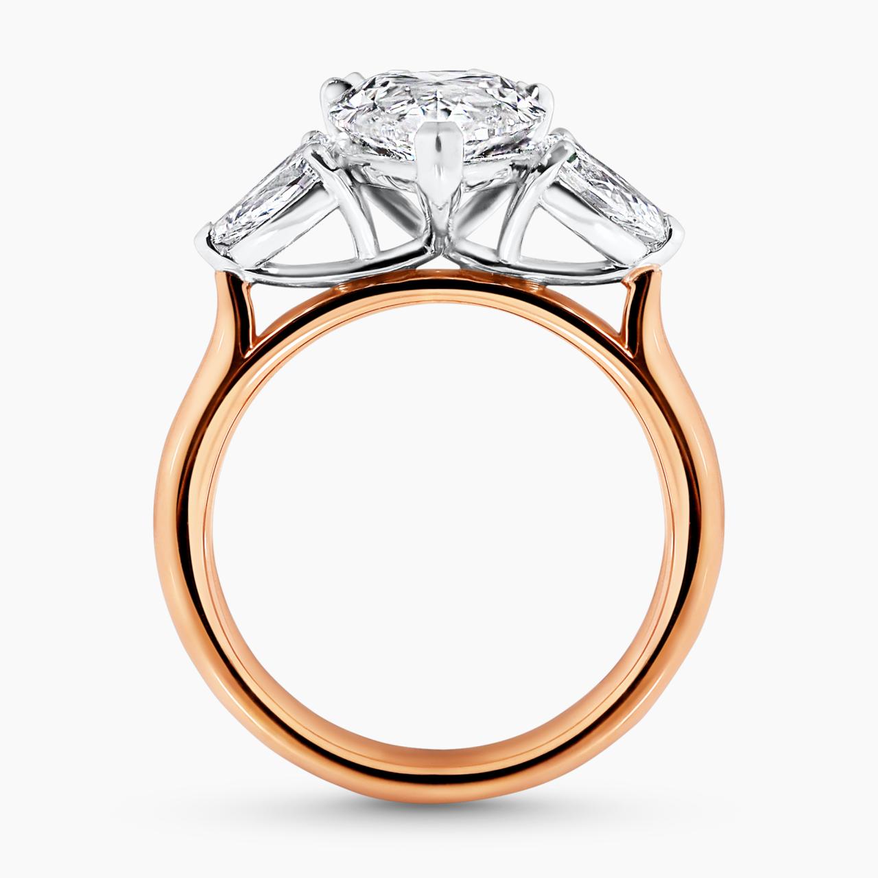 GRACIA ETERNA -  18ct rose and white gold 2.74ct E VS1 LAB Grown Pear shaped diamond engagement ring IGI Cert