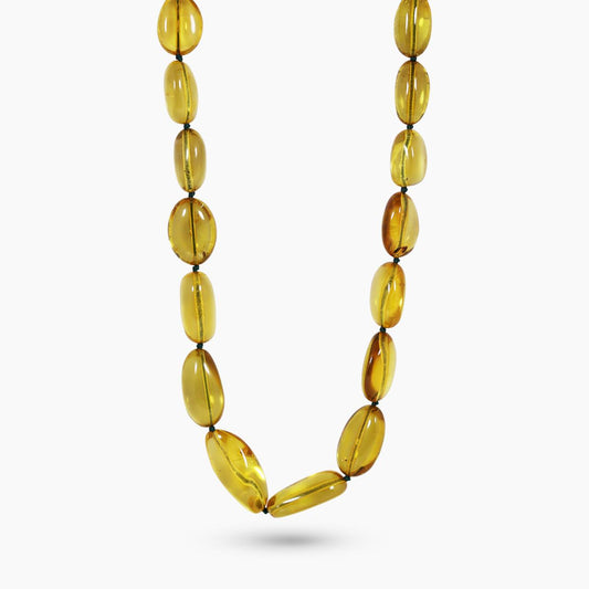 Green amber beads single row bracelet ending with a silver magnetic clasp from the Carmela Cerrone Collection