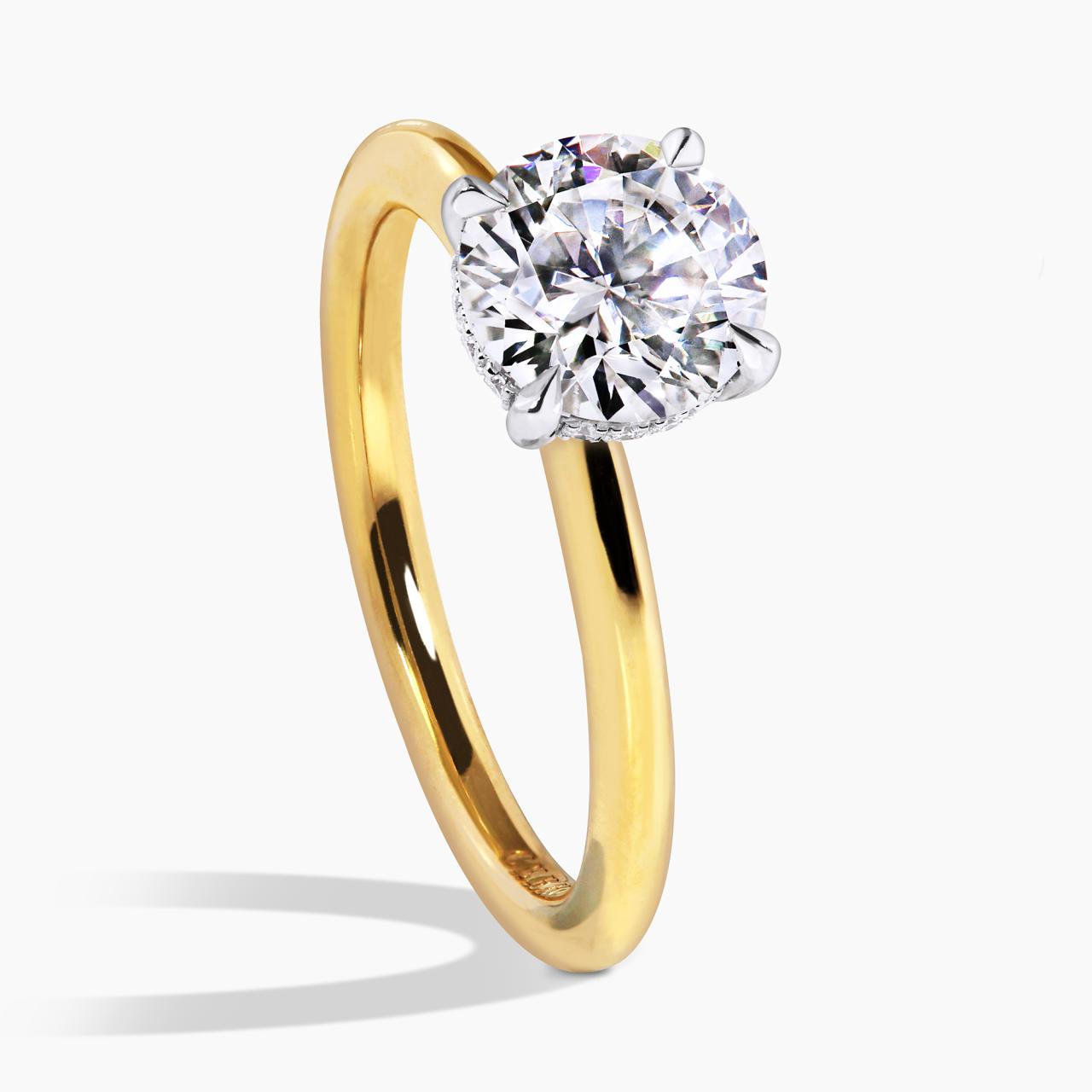 18ct yellow and white gold 1.40ct round brilliant cut diamond hidden halo ring