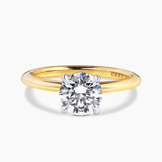 18ct yellow and white gold 1.40ct round brilliant cut diamond hidden halo ring