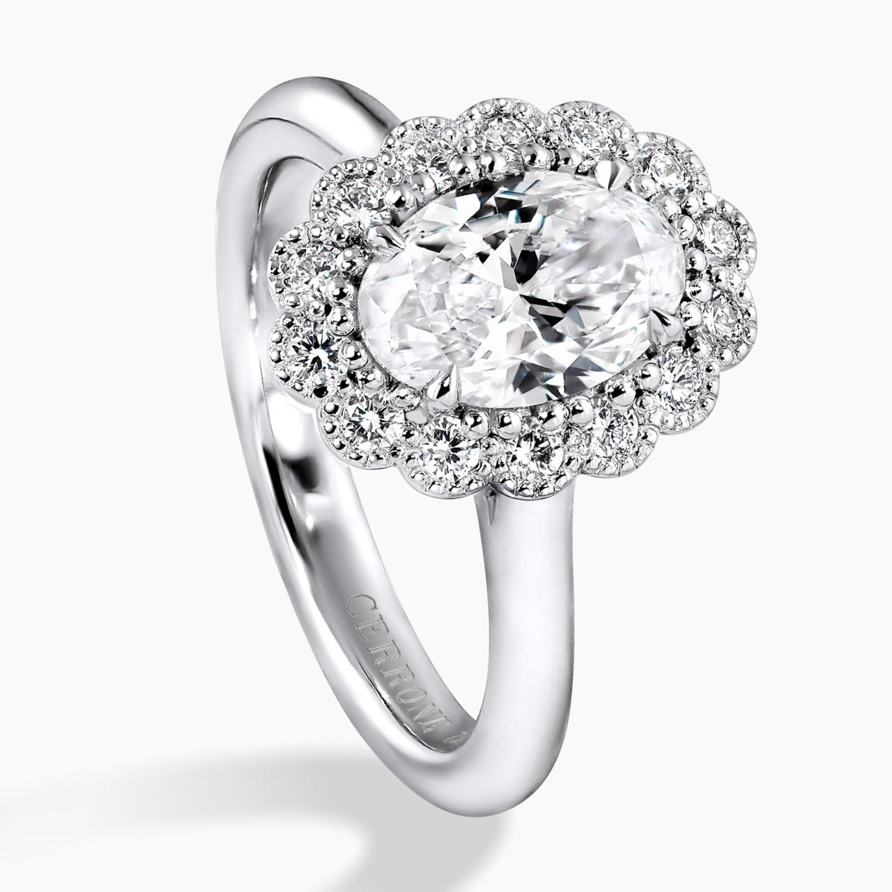 18ct white gold 1.29ct oval brilliant cut diamond ring GIA Cert