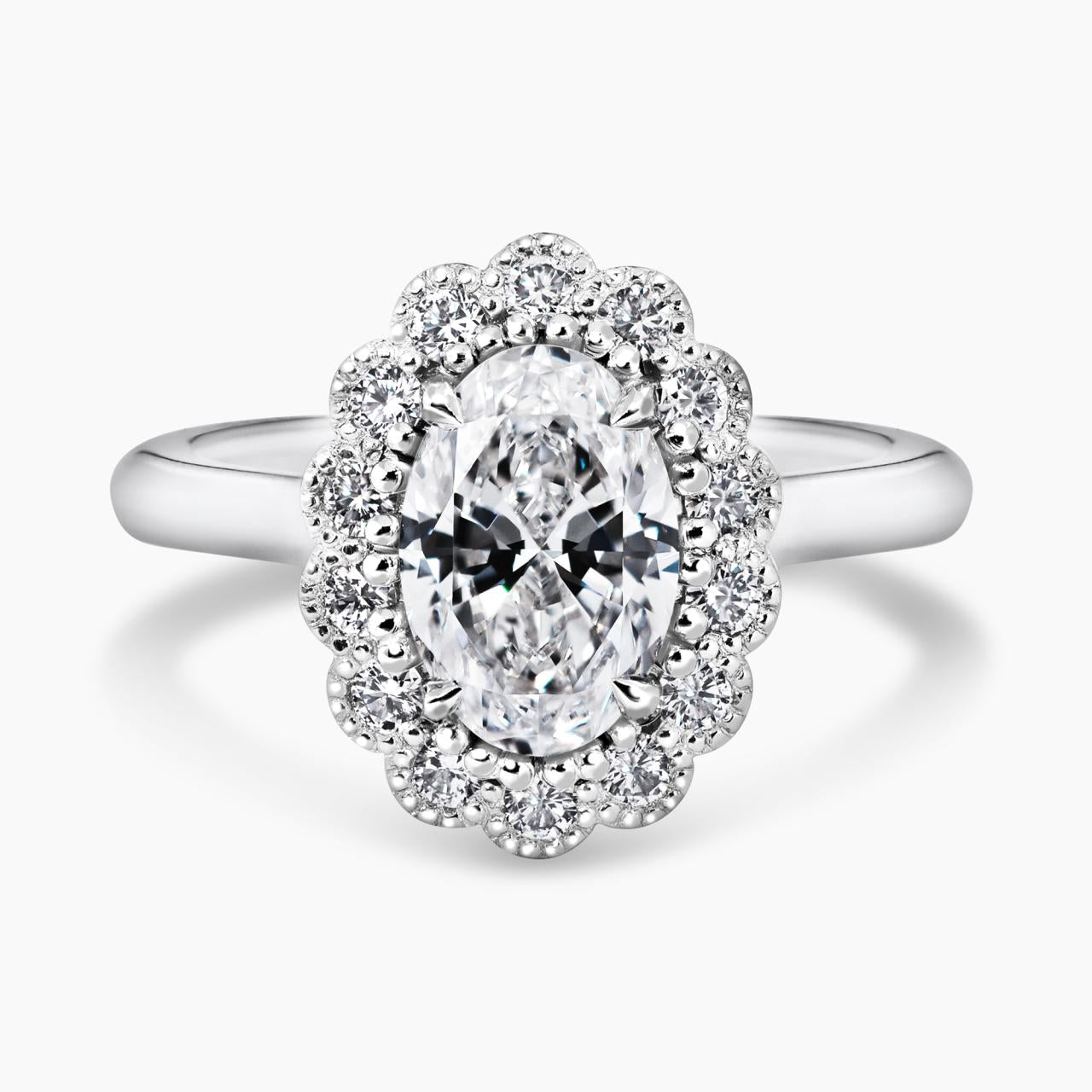 18ct white gold 1.29ct oval brilliant cut diamond ring GIA Cert