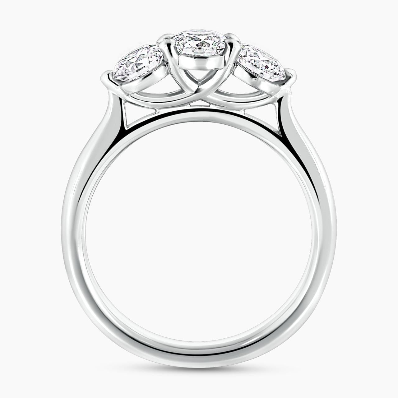 18ct white gold 3=1.01ct round brilliant cut diamonds ring in a claw setting side profile