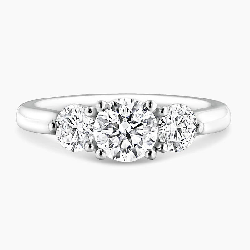 18ct white gold 0.80ct Round brilliant cut diamond ring with  2=0.62ct round brilliant cut diamonds on the side