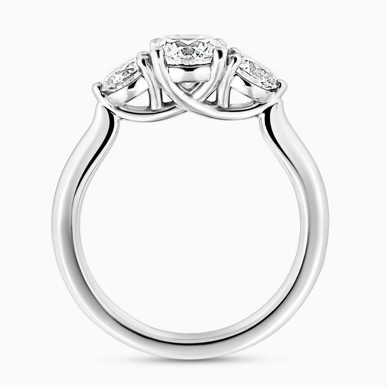 18ct white gold 0.80ct Round brilliant cut diamond ring with  2=0.62ct round brilliant cut diamonds on the side 