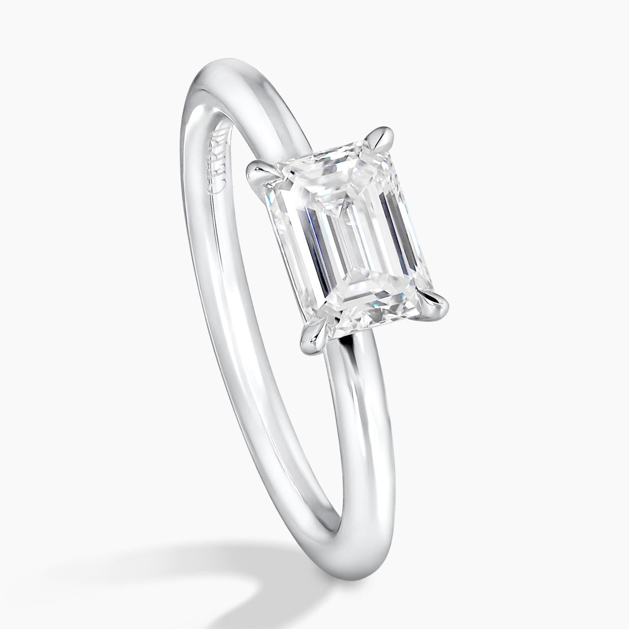 18ct yellow and white gold 1.00ct  emerald cut diamond solitaire ring side view