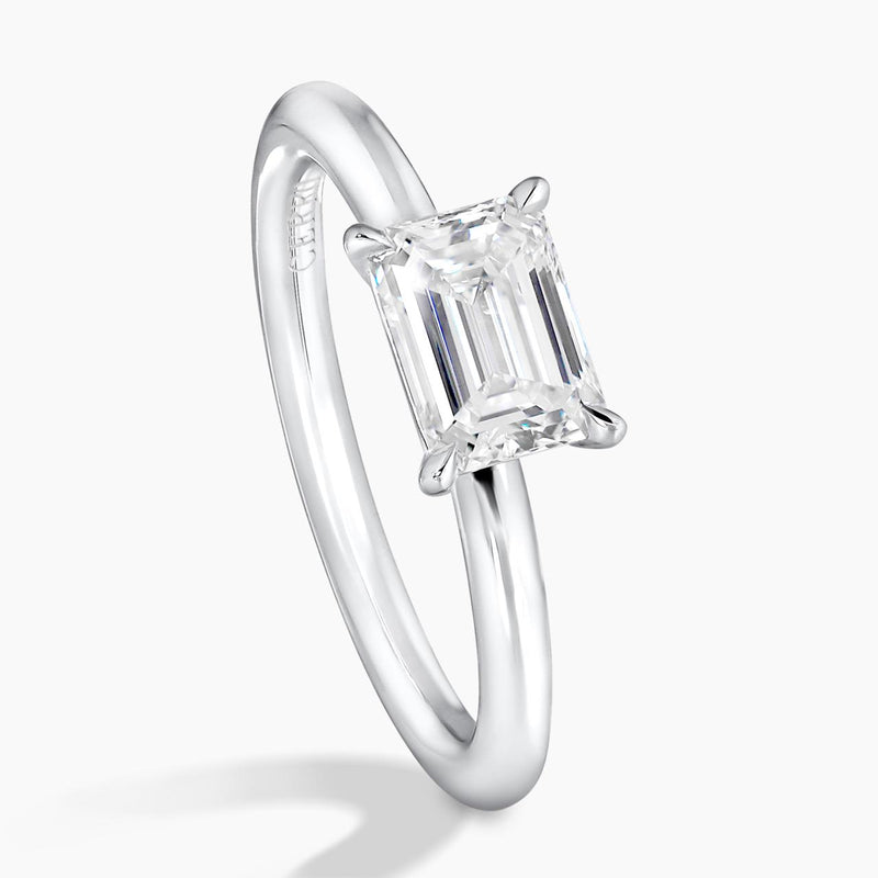 18ct yellow and white gold 1.00ct  emerald cut diamond solitaire ring side view
