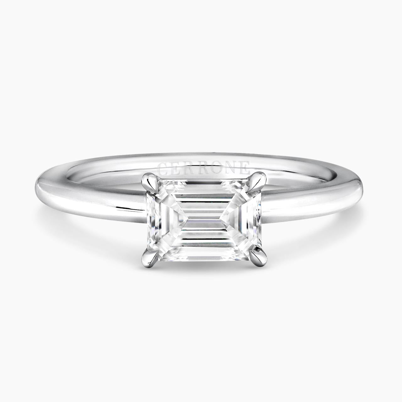 18ct yellow and white gold 1.00ct  emerald cut diamond solitaire ring