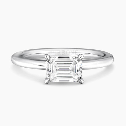 18ct yellow and white gold 1.00ct  emerald cut diamond solitaire ring