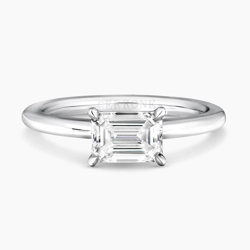 18ct yellow and white gold 1.00ct  emerald cut diamond solitaire ring