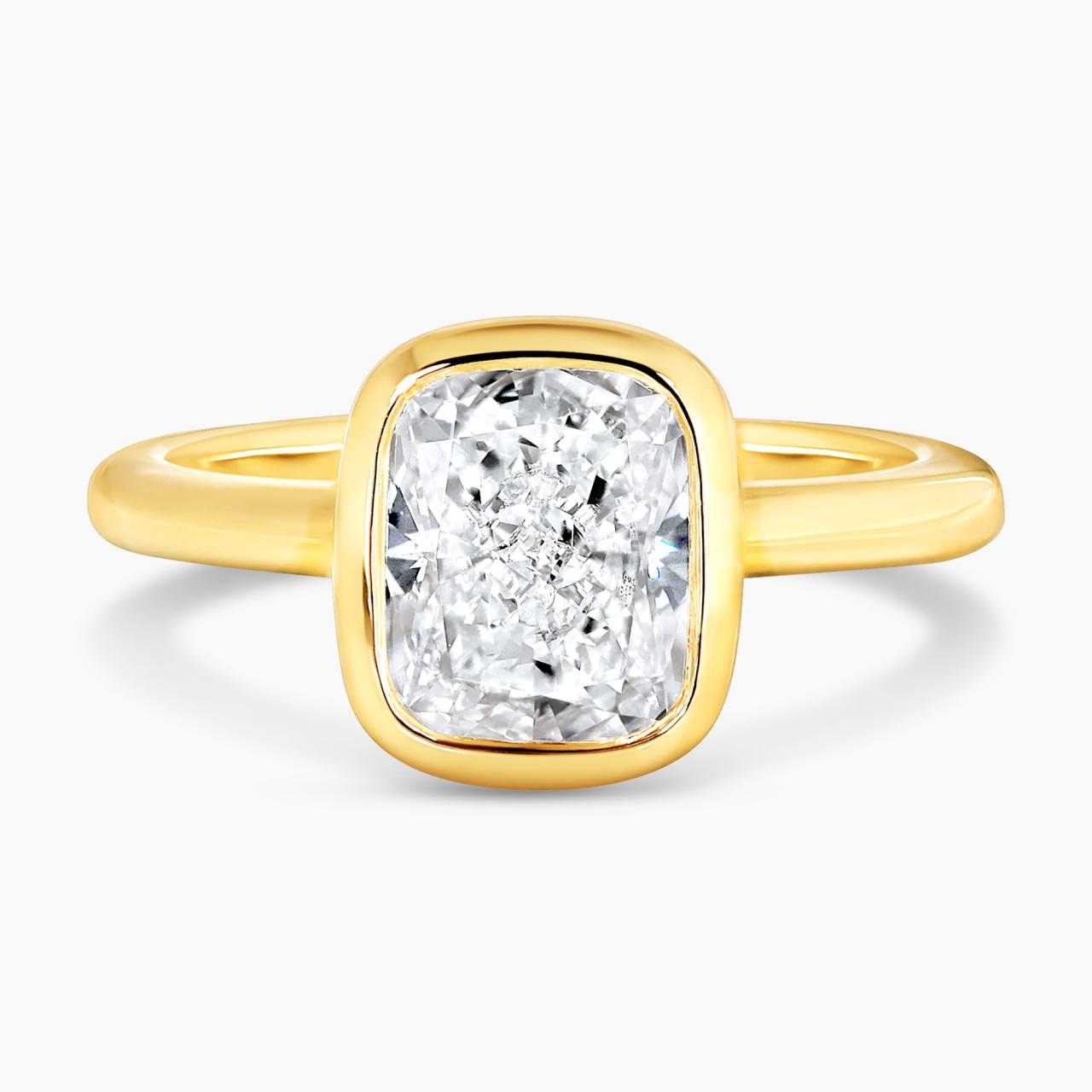 18ct yellow gold 2.11ct E VS1 cushion brilliant cut LAB Grown Diamond ring