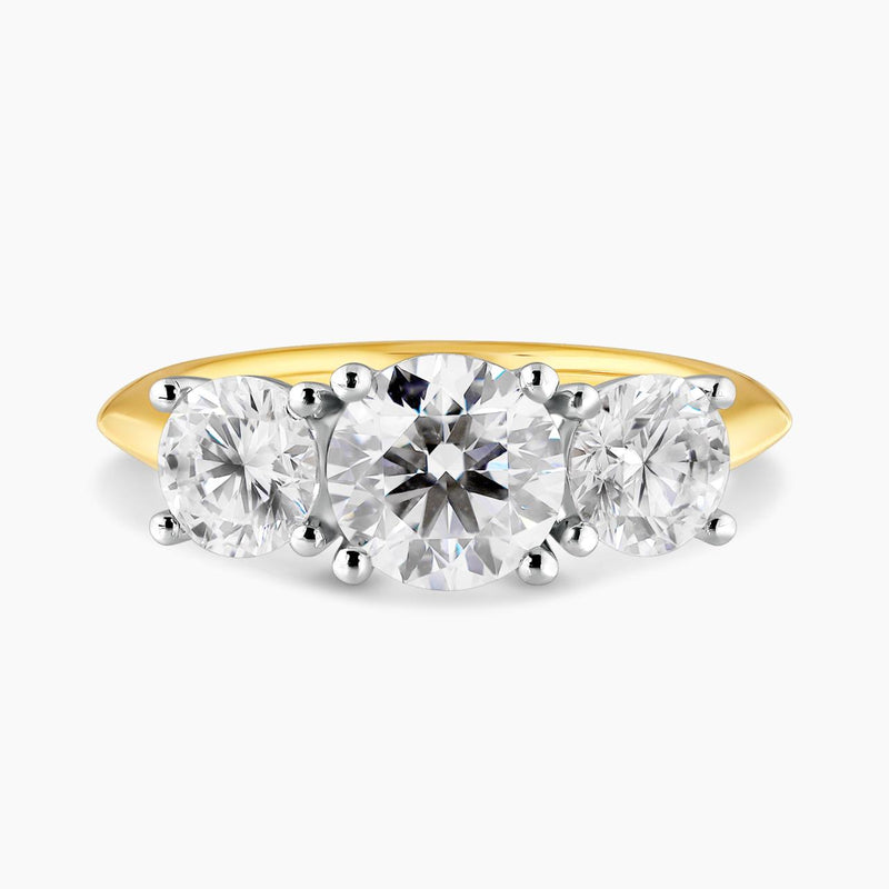18ct yellow and white gold 1.54 E VS2 and 2=1.41ct EF VVS-VS round brilliant cut LAB Grown Diamonds Ring