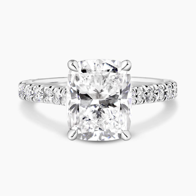 Platinum 2.61ct F VS1 LAB Grown cushion cut diamond ring with Lab diamonds band 