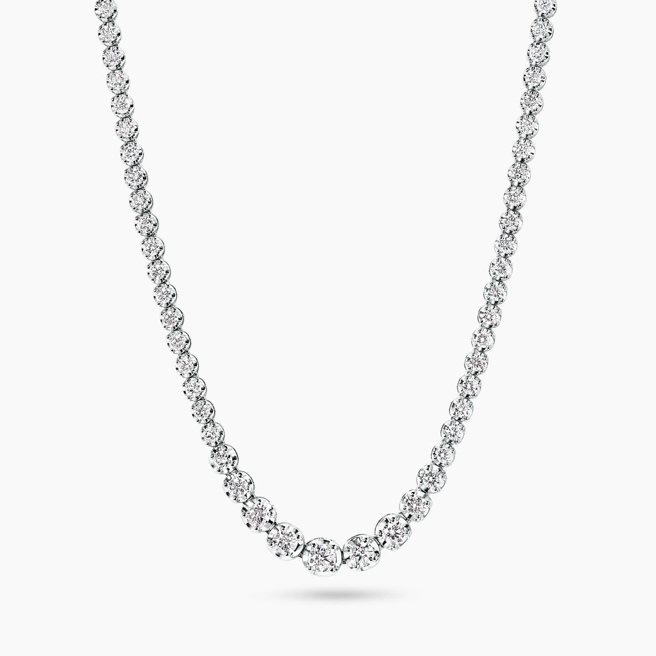 18ct white gold crown set 129=5.27ct diamond tennis necklace
