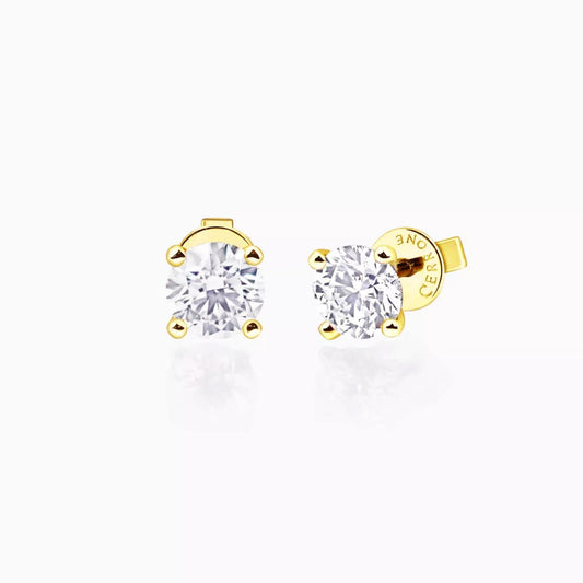 18ct yellow gold 2=0.61ct F VS round brilliant cut diamond stud earrings