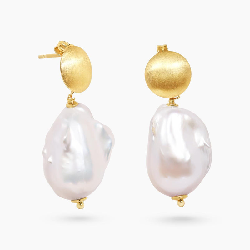 Baroque freshwater pearls earrings with gold-plated silver fittings from the Carmela Cerrone Collection