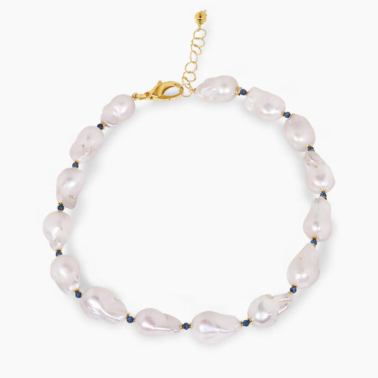Baroque freshwater pearls and apatite beads necklace with gold-plated silver fittings from the Carmela Cerrone Collection